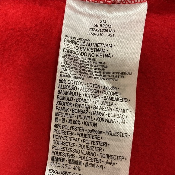 Nwot Nike red gold hoodie sweatsuit romper full zip unisex 3m - Picture 8 of 8